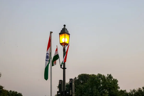 Bandera Nacional India Tricolor Rectangular Horizontal Del Azafrán India Blanco — Foto de Stock