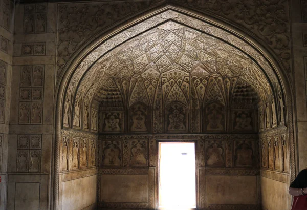 Agra India Marzo 2019 Interior Masjid Mezquita Hecha Con Piedra — Foto de Stock