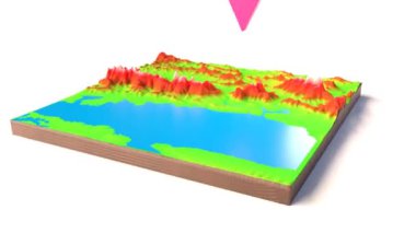 3d haritadaki dönen bir iğnenin 3d çizimi