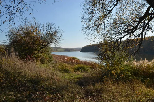 Jezioro Jesiennym Lesie — Zdjęcie stockowe