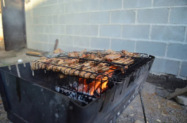 Foto Vom Hühnerbraten Flammen — Stockfoto