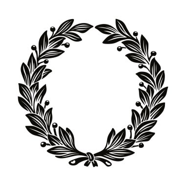 yapılmış siyah defne çelengi yaprakları ve dalları