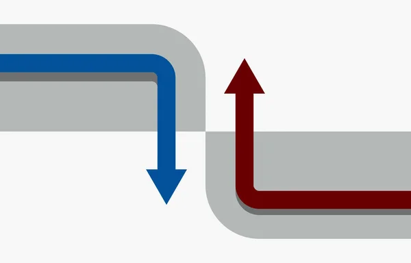 指向不同方向的蓝色和红色箭头 — 图库照片