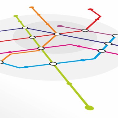 soyut metro sistemi harita istasyonları ve farklı çizgiler ile