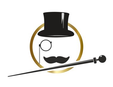 Silindir şapka, silindir, tek gözlük ile soyut sembolü