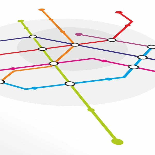 Resumo Mapa Sistema Metrô Com Estações Diferentes Linhas — Fotografia de Stock