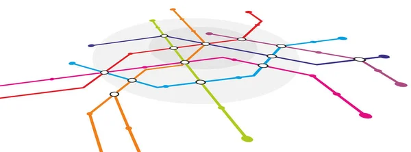 Abstracte Metro Systeem Kaart Met Stations Verschillende Lijnen — Stockfoto