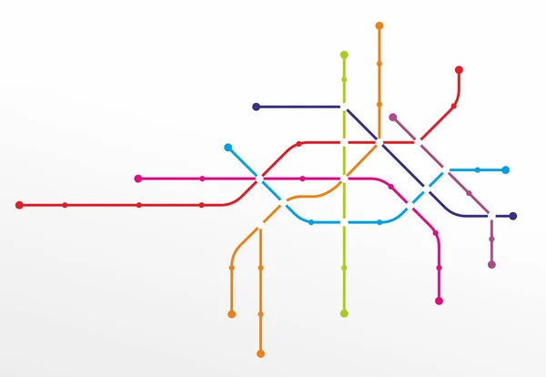駅と路線の抽象的な地下鉄システム地図 — ストック写真