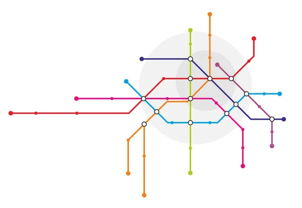 抽象的地铁系统地图与车站和不同的线路 免版税图库图片