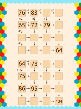 Okul çocukları için matematik. Hücreleri sayın ve doldurun..