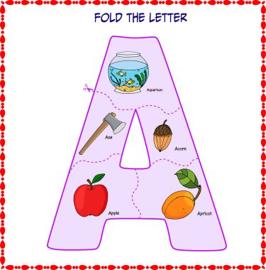 Çocuklar için bulmaca oyunu. Kes ve mektubu al..