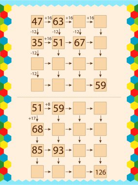  Çocuklar için matematik. Hücreleri sayın ve doldurun.