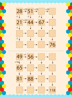 Okul çocukları için matematik. Hücreleri sayın ve doldurun.