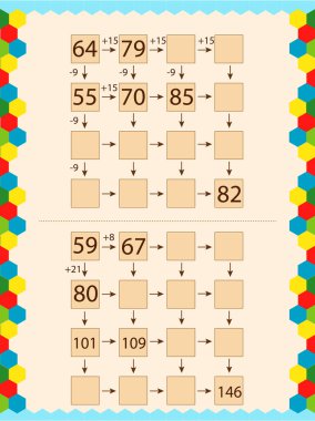 Okul çocukları için matematik. Hücreleri sayın ve doldurun.