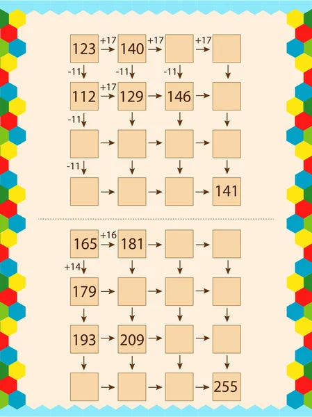 Matemáticas Para Los Escolares Contar Rellenar Las Celdas — Archivo Imágenes Vectoriales