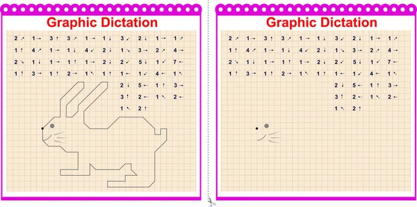 Grafikus Diktálás Másold Grafikus Képet Rajzolj Egy Nyulat Munkalap Gyermekek — Stock Fotó