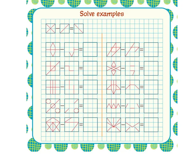 Exercícios Lógicos Para Crianças Resolver Exemplos Acordo Com Modelo — Vetor de Stock