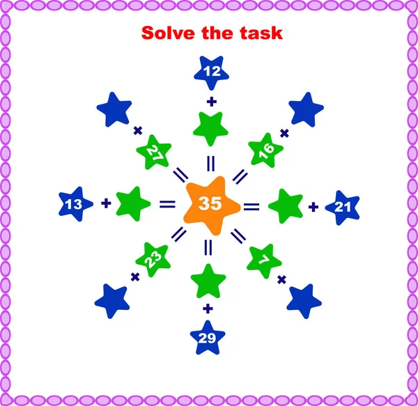 Решите урок математики путем сложения и вычитания. вектор — стоковый вектор