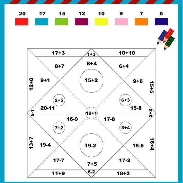 Χρώμα Από Τους Αριθμούς Σχέδιο Αφαίρεσης Μοτίβο Προσθήκη Και Αφαίρεση — Φωτογραφία Αρχείου