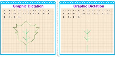  Okların üzerine bir resim çiz. Çocuklar için bir ağaç çalışma kağıdının çizgi film grafik yaprağı