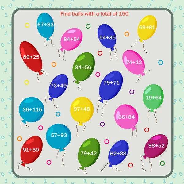 Математична Гра Дітей Знайти Кульки Цілому 150 — стокове фото
