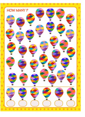 Çocuklar için bir oyun. Kaç tane balon say