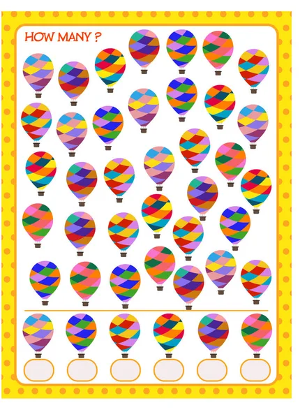 Hra pro děti. spočítat kolik balónů — Stockový vektor