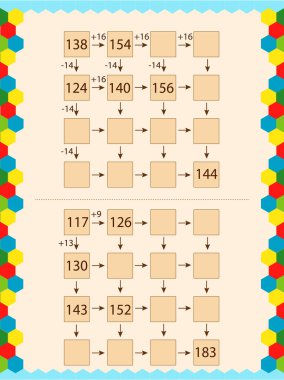 Okul çocukları için matematik. Hücreleri sayın ve doldurun.
