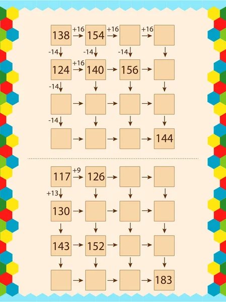 Matemáticas para los escolares. contar y rellenar las celdas — Archivo Imágenes Vectoriales