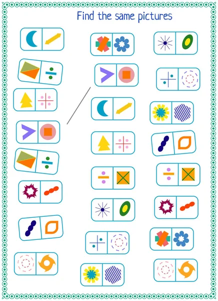 Çocuklar için mantık oyunu. Benzer şekilleri bul ve bağla