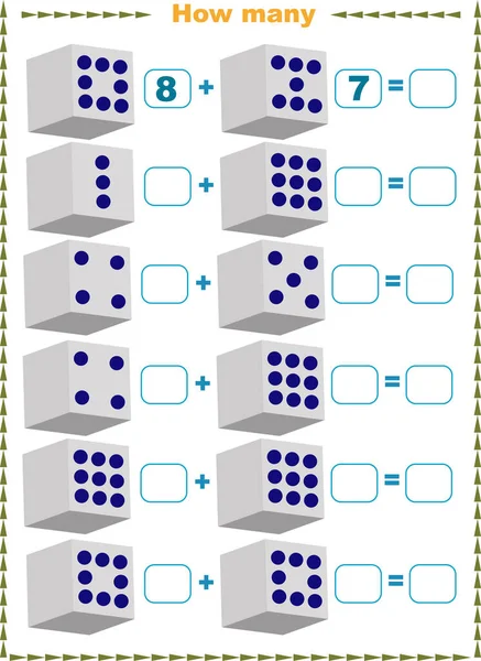 Çocuklar için matematik örnekleri içeren eğitim sayfası. — Stok Vektör