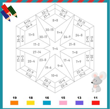  Toplama ve çıkarma için matematiksel renk. Soyut geometrik desen. 