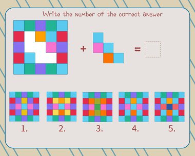 Çocuklar için mantık oyunu. Doğru cevabı bul ve numarayı yaz.