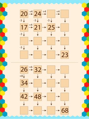 Okul çocukları için matematik. Hücreleri sayın ve doldurun.