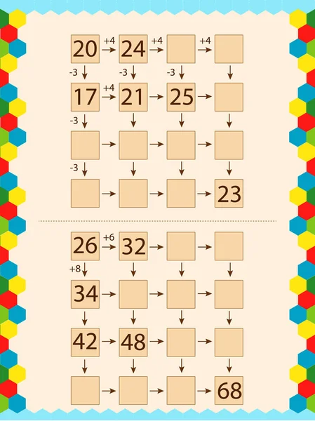 Okul çocukları için matematik. Hücreleri sayın ve doldurun.