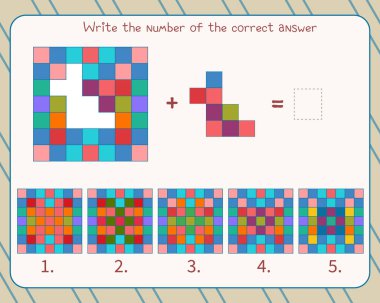 Çocuklar için mantık oyunu. Doğru cevabı bul ve numarayı yaz.