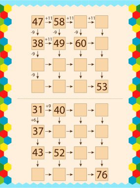 Okul çocukları için matematik. Hücreleri sayın ve doldurun.