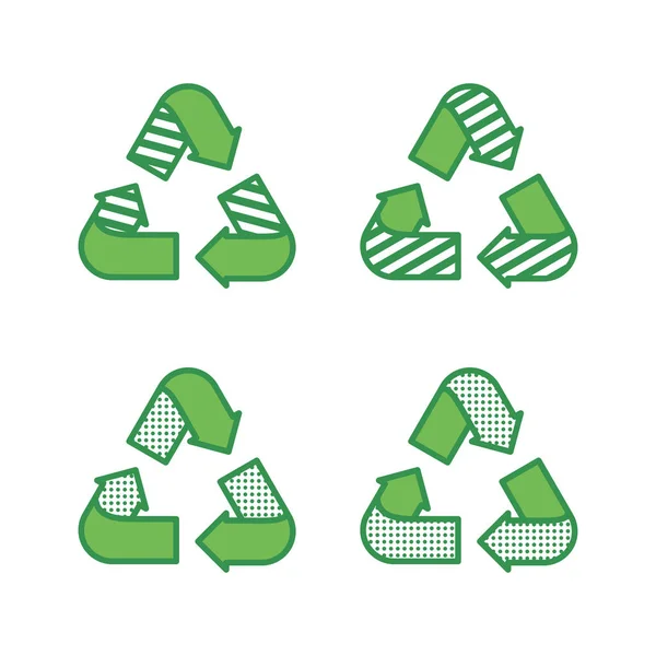 Set of recycling signs. Icons with flat style with dotted textur