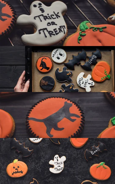 Collage traditioneller Halloween-Plätzchen — Stockfoto