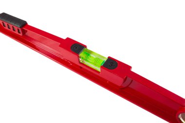 Su seviyesi metre, inşaat işçisi evin yapımında uçak ölçmek için su seviyesi metre aldı.