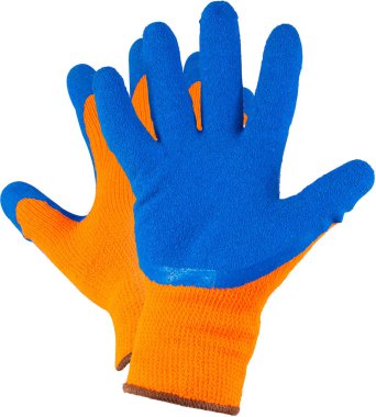 Beyaz sivilce ile iş eldiveni, beyaz bir arka plan üzerinde izole