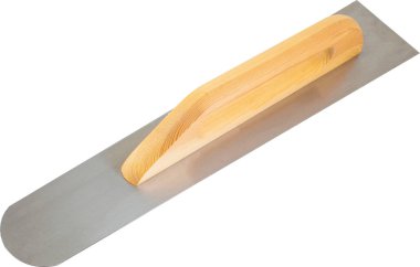 İzole kırpma yollarını beyaz zemin üzerine sıva ve mix veya çimento iş için metalik mala