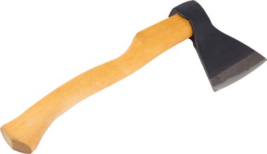 Yeni küçük el axe izole kırpma yollarını beyaz zemin üzerine Ahşap Saplı