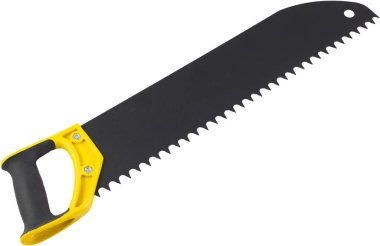 Beyaz üzerine izole edilmiş yeni el testeresi. İnşaat aleti