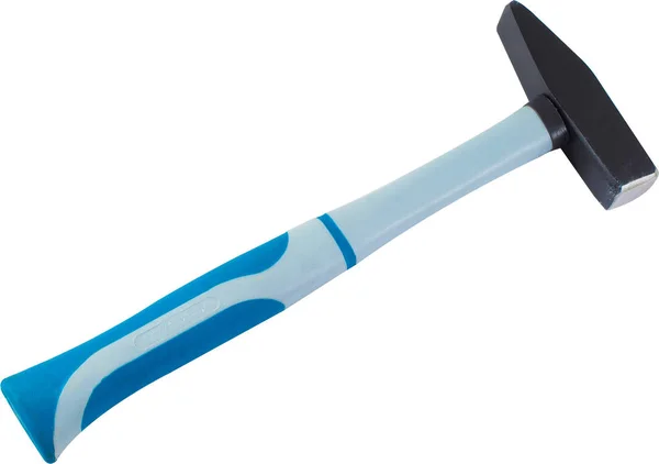 Молоток с синей и черной ручкой изолирован на белом — стоковое фото