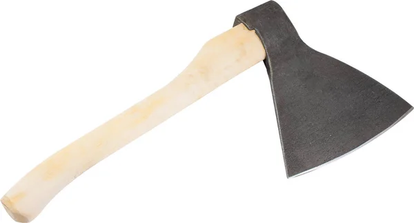 Nieuwe kleine hand axe met houten handvat geïsoleerd op een witte achtergrond met uitknippaden — Stockfoto