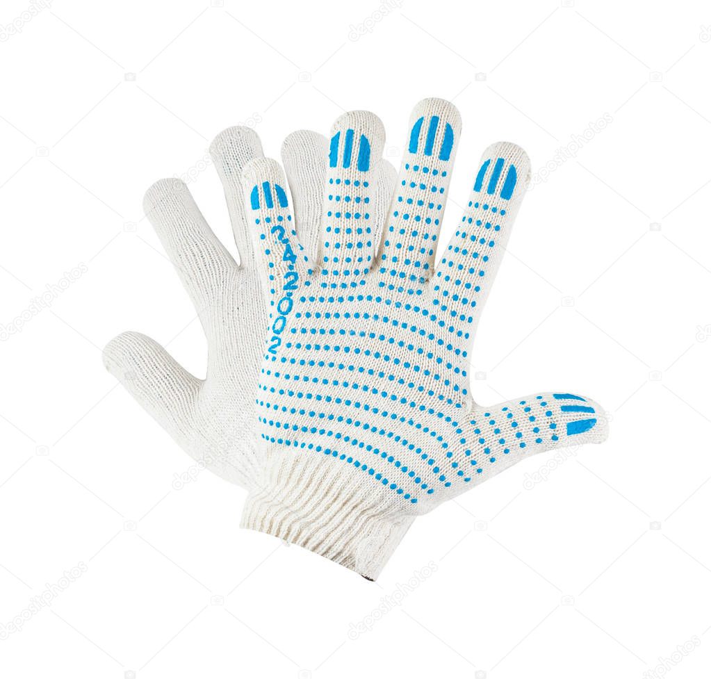 Construction protective with blue dots gloves