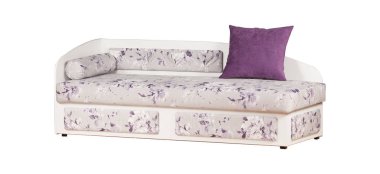 Beyaz ve mor kanepe izole