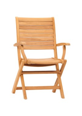 Beyaz arka planda izole edilmiş tahta sandalye