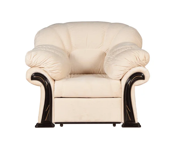 Fauteuil en cuir beige, isolé sur blanc — Photo